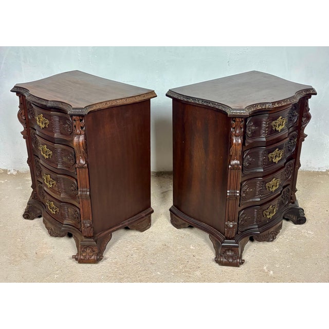 Brown Pair of Carved Wood Bedside Cabinets, 1930s For Sale - Image 8 of 18