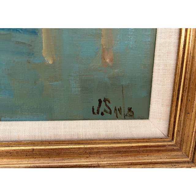 1970s 1970s Impressionist Outdoor Market Scene Painting in Giltwood Frame For Sale - Image 5 of 6