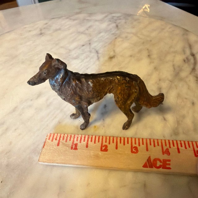 Metal Vintage Bronze Metal Dog Figurine Borzoi Saluki Greyhound Statue 4 Inch For Sale - Image 7 of 9