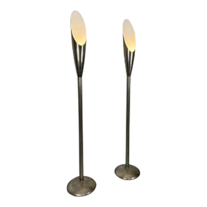 Modernist Aluminum Torchère Floor Lamps