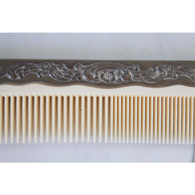 Vintage Silver Plate Vanity Set - Mirror, Comb & Brush For Sale - Image 9 of 10