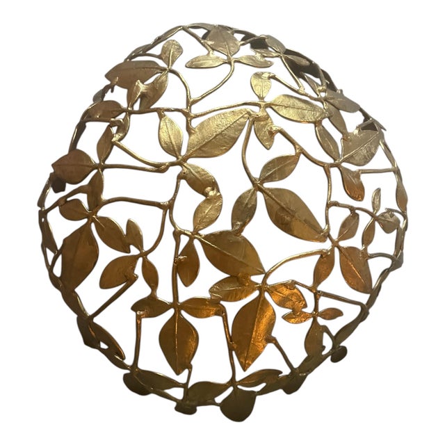 Vintage Midcentury Brass Leaf Vine Botanical Filigree Centerpiece Bowl For Sale - Image 4 of 6