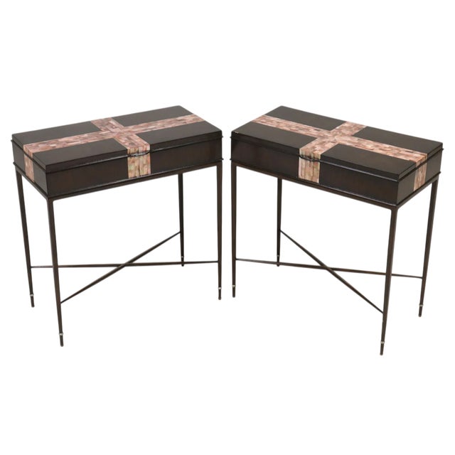 Wood Pair of Marge Carson Tao Side Tables For Sale - Image 7 of 11