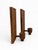 Brutalist Vintage Brutalist Hand-Carved Oak Wall Sconces with Brass and Wrought Iron, 1970s, Set of 2 For Sale - Image 3 of 10