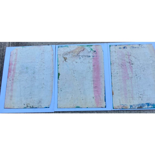 1970s 1970’s 3 Original Asymmetrical Abstract Floral Paintings /Pastel Drawings Signed-Set of 3 For Sale - Image 5 of 5