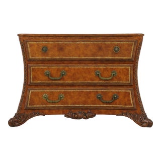 Lineage Leather Wrapped Continental 3 Drawer Chest Dresser For Sale