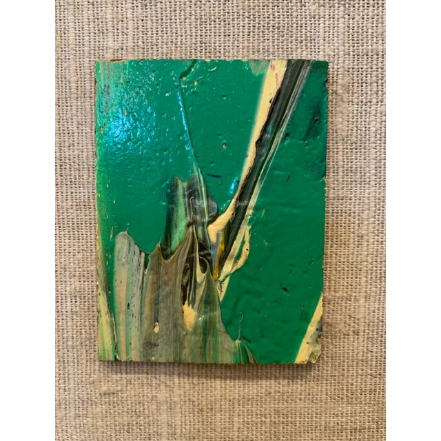 1970s 1978 Small Green Abstract Painting For Sale - Image 5 of 9