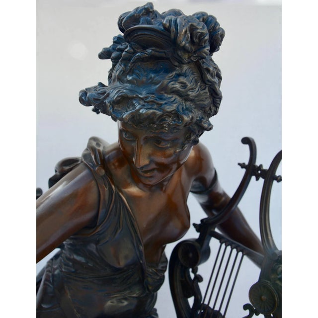 19th Century Le Melodie Bronze Statue by Albert-Ernest Carrier-Belleuse For Sale In Nashville - Image 6 of 11