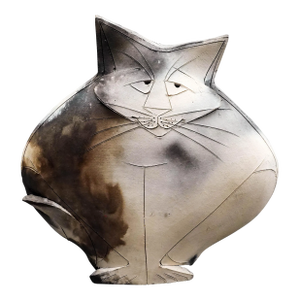 Mary Dewey Gates Signed Sitting Cat Original Studio Art Pottery Sculpture