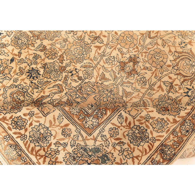 Fine Antique Persian Kirman Beige, Blue, Brown Handmade Wool Rug (Size Adjusted) BB7590 10'9" × 11'4"