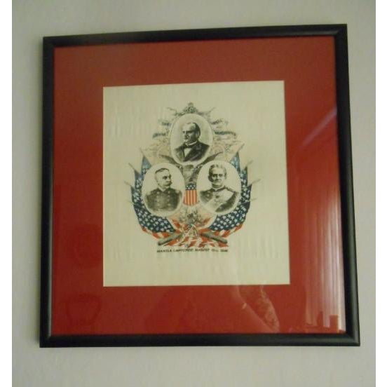 Wood Remember the Maine u.s. Navy Battleship Framed Print on Linen President McKinley Adm Dewey 1898 For Sale - Image 7 of 7