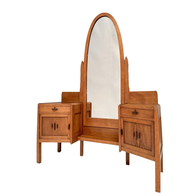 Art Deco Amsterdamse School Dressing Table by J.J. Zijfers, 1920s, Set of 2 For Sale - Image 11 of 11