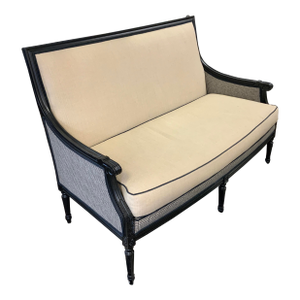 20th Century Louis XVI Style Settee With Black Painted Frame