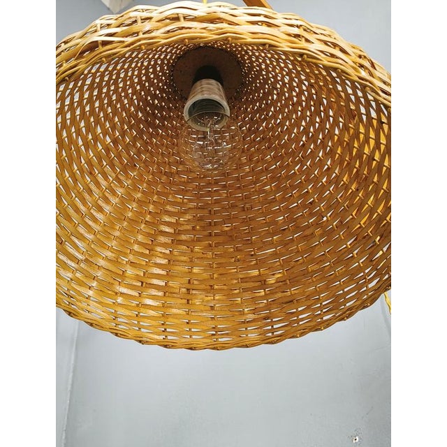 Wood Czechoslovak Rattan and Wood Swing Arm Wall Lamp, 1960s For Sale - Image 7 of 13
