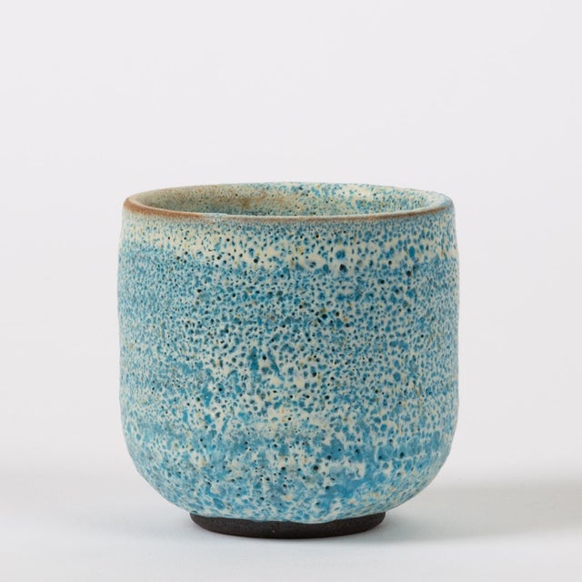 1970s Tea Cup With Blue Volcano Glaze Signed 2-71 For Sale - Image 5 of 12