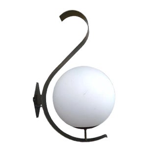 Metal and Opaline Glass Sconce from Candle, 1950s For Sale