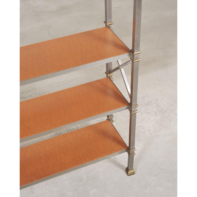 Maison Jansen Style Steel Bronze Neoclassical Bookcase Étagère For Sale - Image 17 of 18