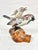 Late 20th Century Vintage Hand-Carved & Painted Wooden House Sparrow Bird Sculpture on Driftwood Base For Sale - Image 5 of 12