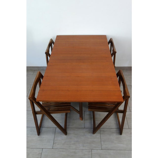 Drop-Leaf Table and Folding Chairs, 1960s, Set of 5 For Sale - Image 17 of 18