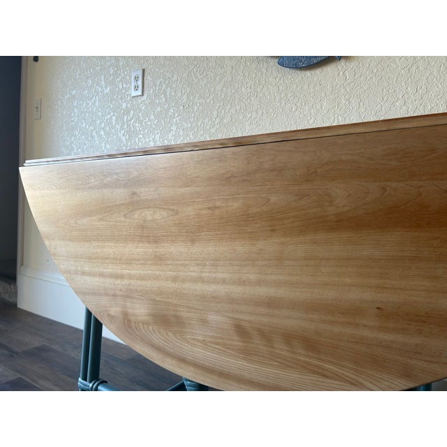 Aqua 1950s Heywood-Wakefield Drop Leaf Dining Table, Refinished in Coastal Aqua For Sale - Image 8 of 10