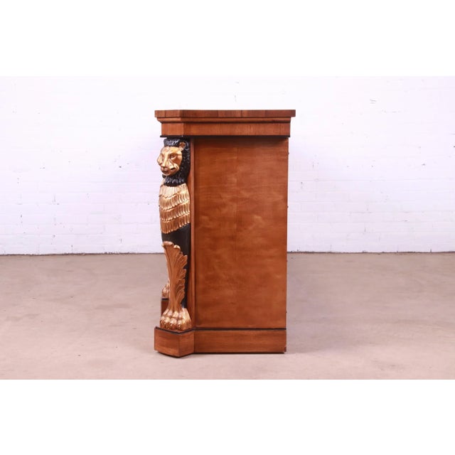 Drexel Heritage Empire Style Sideboard or Bar Cabinet With Carved Lions For Sale - Image 11 of 13