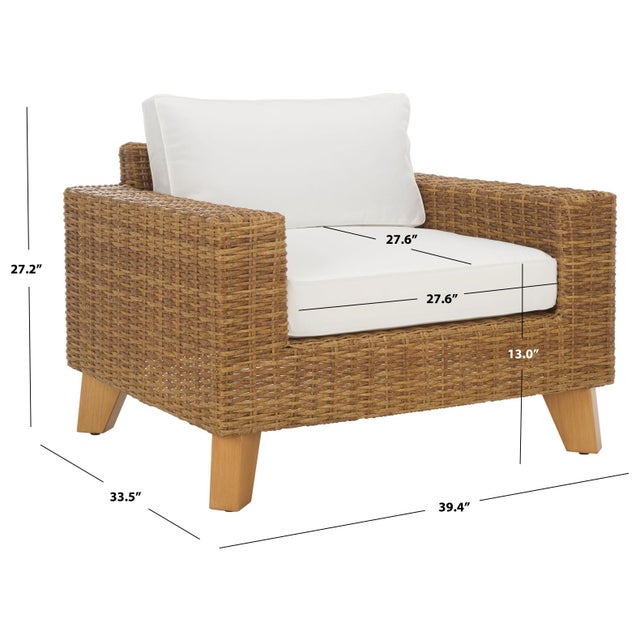 Transitional Margarita Wicker Patio Chair, Natural/White For Sale - Image 3 of 10