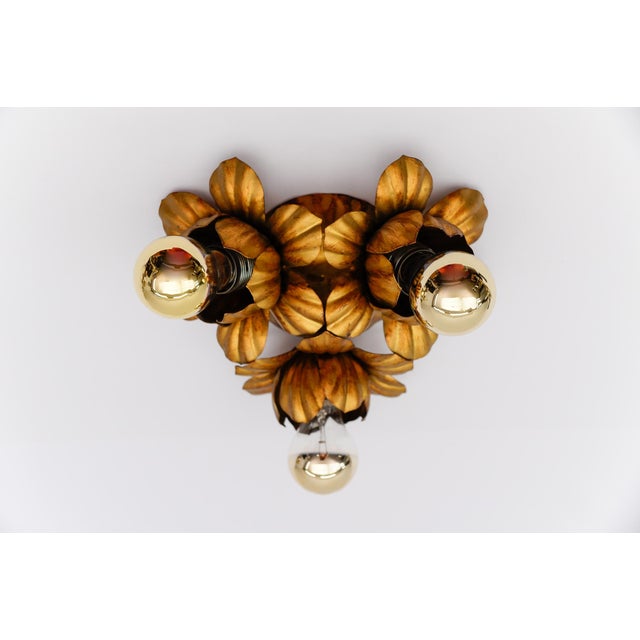 Vintage Gilded Florentine Flush Mount by Hans Kögl, Germany, 1960s For Sale - Image 9 of 9
