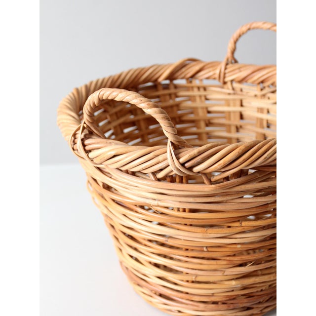 Vintage Handwoven Wicker Basket For Sale - Image 4 of 10