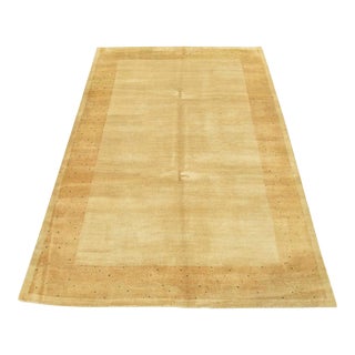 Gabbeh 6’6” X 9’1” Beige Wool Hand-Knotted Area Rug For Sale