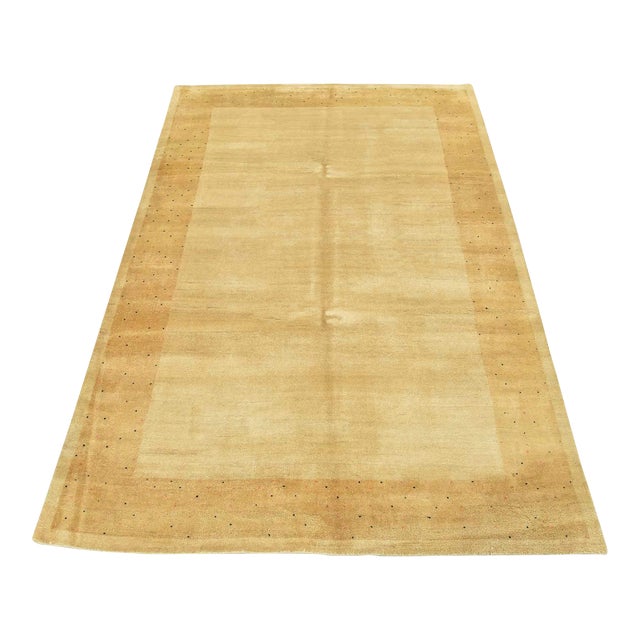 Gabbeh 6’6” X 9’1” Beige Wool Hand-Knotted Area Rug For Sale