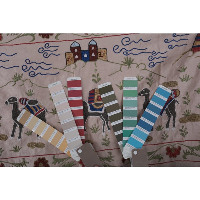 Animal Pictorial Silk on Silk Suzani Wall Hanging Decor 1'8'' X 6'3'' For Sale - Image 10 of 10