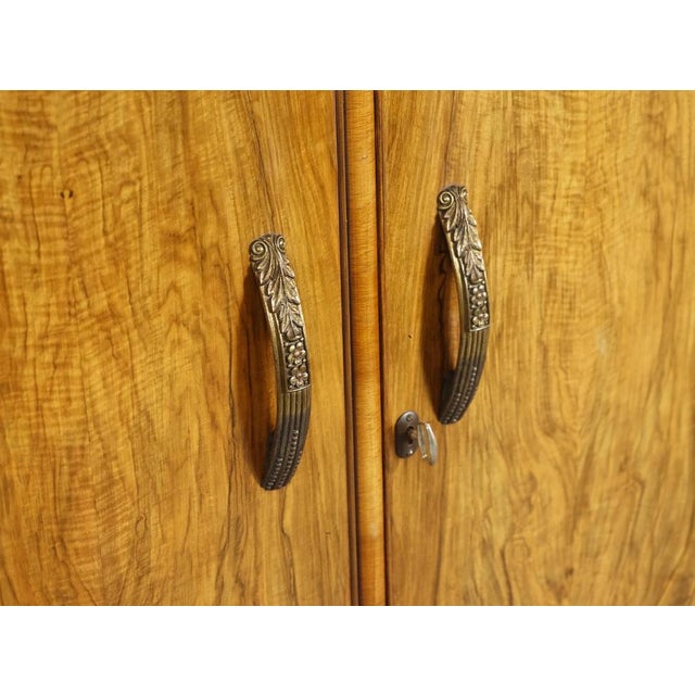 Wood Small Art Deco Compact Burr Walnut Wardrobe For Sale - Image 7 of 17
