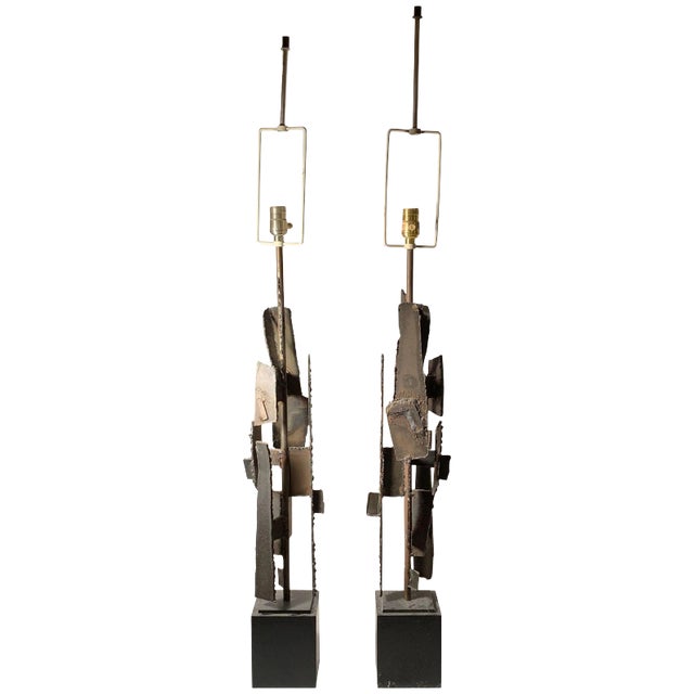 Richard Barr Brutalist Table Lamps by Laurel Lamp Company - a Pair For Sale