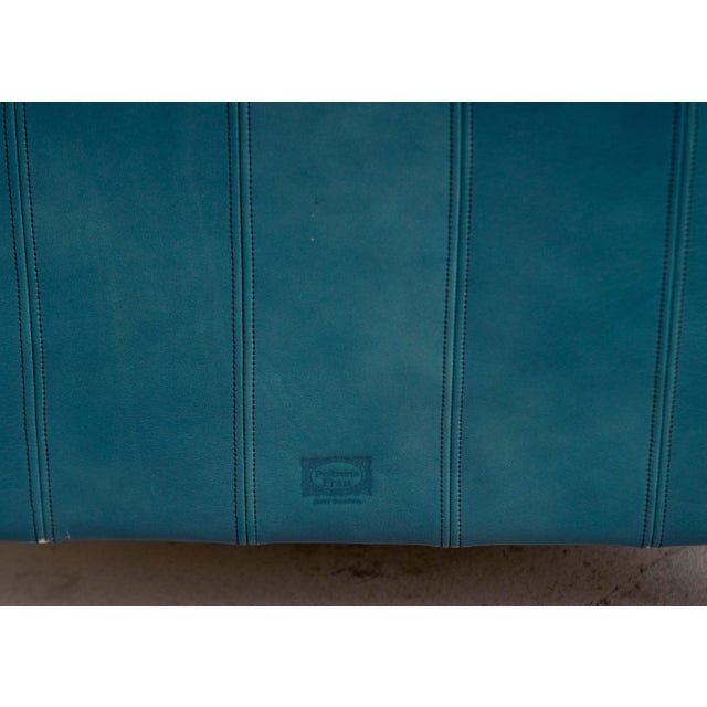 Wood Vintage Poltrona Frau Teal Leather Chairs - Pair For Sale - Image 7 of 12