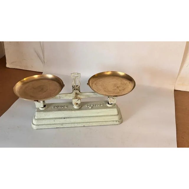 Metal French Scale in Wrought Iron and Brass For Sale - Image 7 of 15