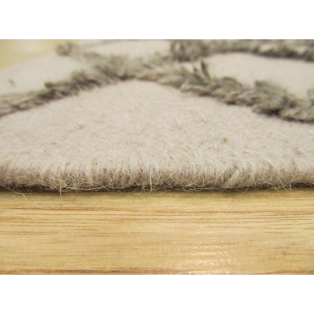 10x14 Gray Hand-Knotted Wool Viscose Diamond Lattice Modernist Design Carpet Rug For Sale - Image 4 of 4