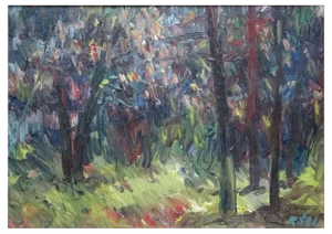 Ruta Steinerte, Forest, 1982, Oil on Cardboard