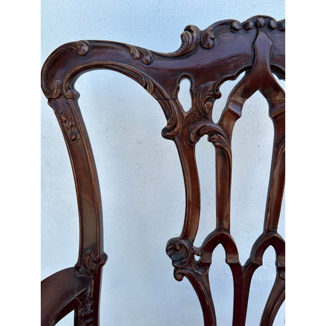 Wood Antique Chippendale Style Armchair For Sale - Image 7 of 11