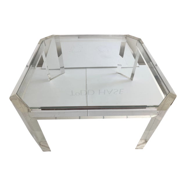 Karl Springer Lucite Coffee Table With Angle Corners For Sale