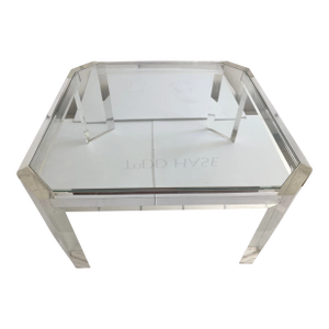 Karl Springer Lucite Coffee Table With Angle Corners
