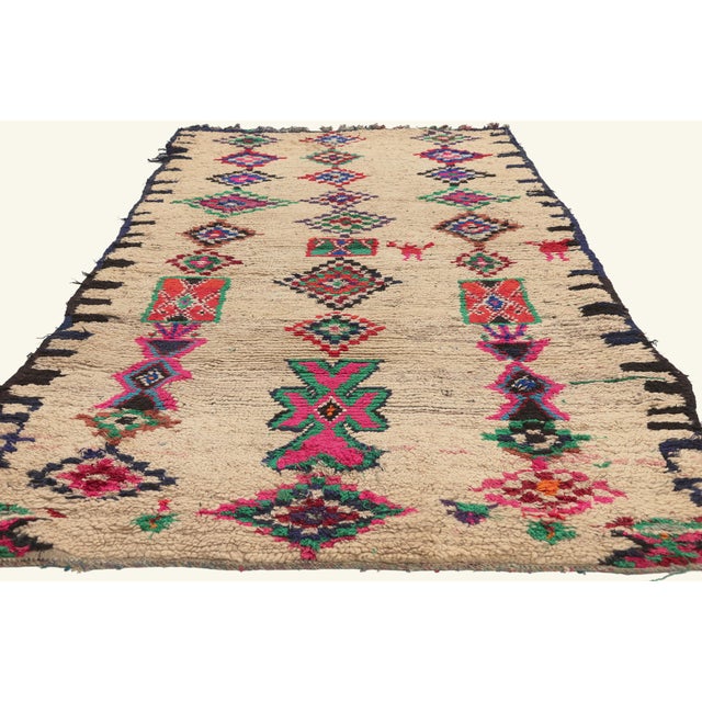 Tribal Vintage Azilal Moroccan Rug, 03'06 X 07'09 For Sale - Image 3 of 10