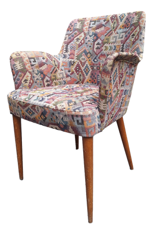 Armchair with Tapered Wooden Legs and Fabric by Osvaldo Borsani for Cassina, 1940s