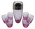 Vintage Set with Cocktail Shaker and Glasses in Pink Cracle Glass, 1960s, Set of 7 For Sale