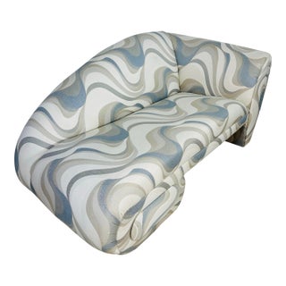 Vintage Carson Chaise Reupholstered in Thibaut Fabric For Sale