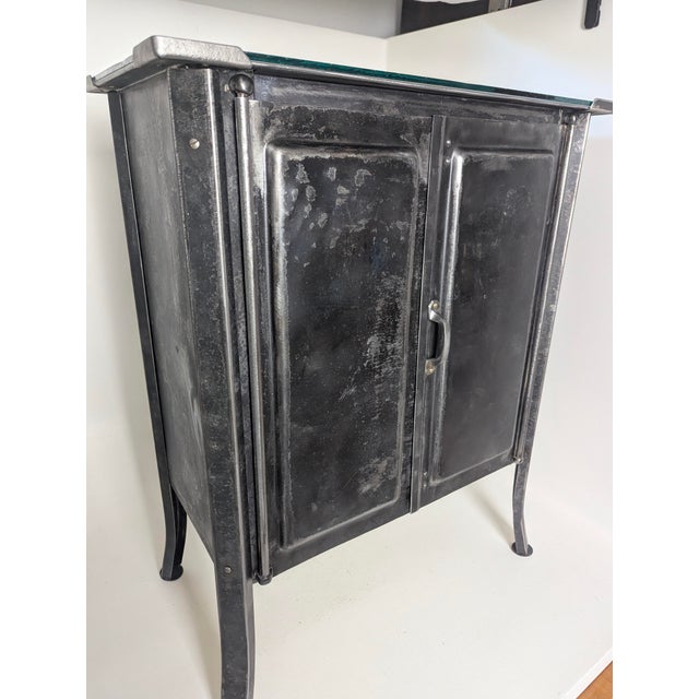 Vintage Industrial Cabinet in Steel Cabinet with Glass Top, Pre-1900s For Sale - Image 12 of 17