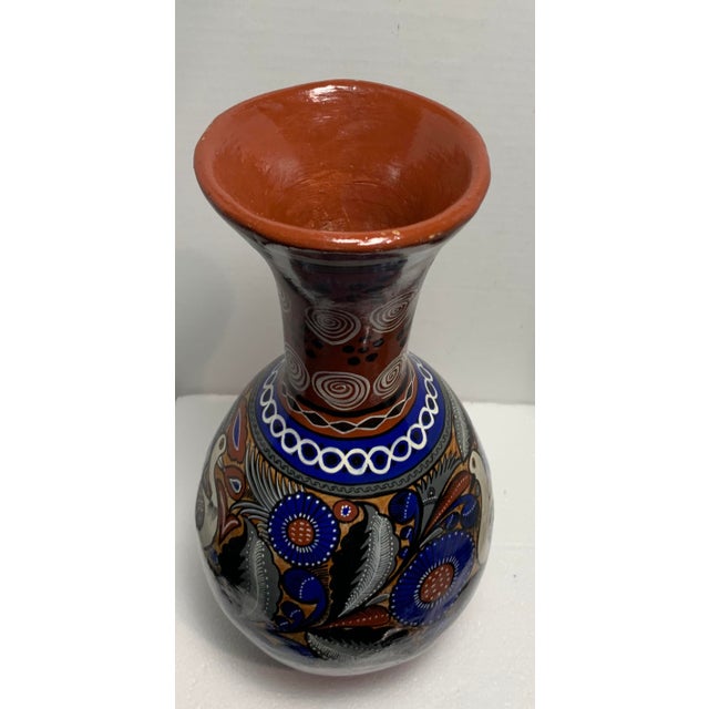 Vintage Mexican Pottery Vase With Blue Flowers and White Doves Chairish