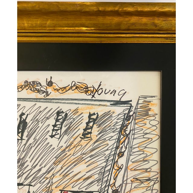Early Purvis Young Miami Urban Expressionist Mixed Media Drawing Framed For Sale - Image 12 of 12