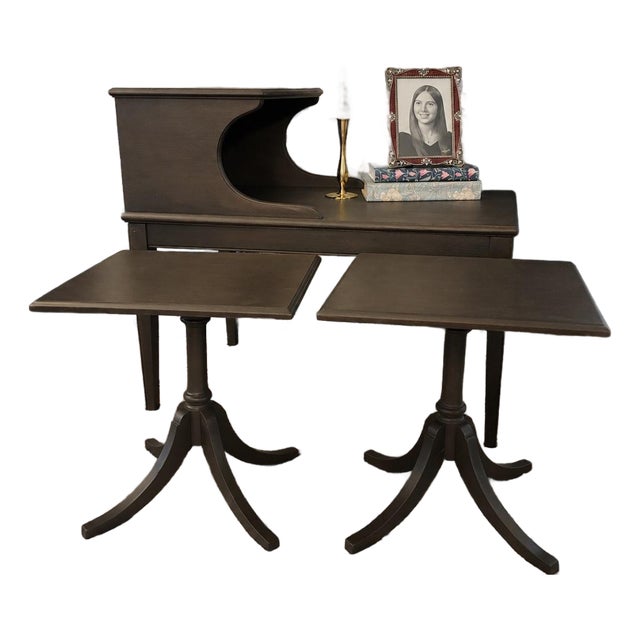 1950s Vintage Telephone Table + Nesting Tables For Sale