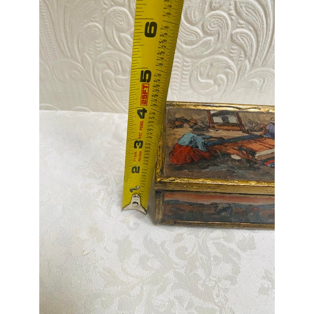 1960s Vintage Reverse Painted Gold Gilt Peruvian Wood Jewelry Box For Sale - Image 12 of 12