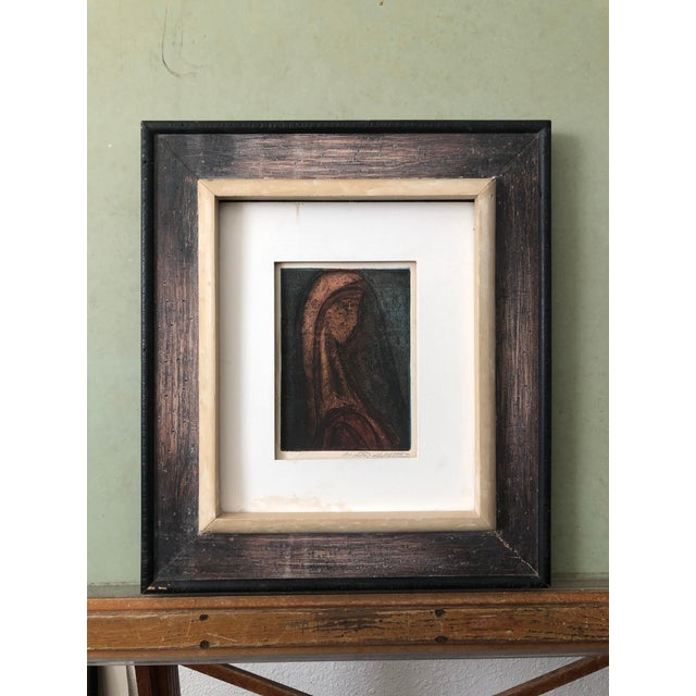 Milton Goldstein, Profile of a Young Woman, Signed Aquatint Etching Print on Paper Jewish Artist For Sale In Miami - Image 6 of 10